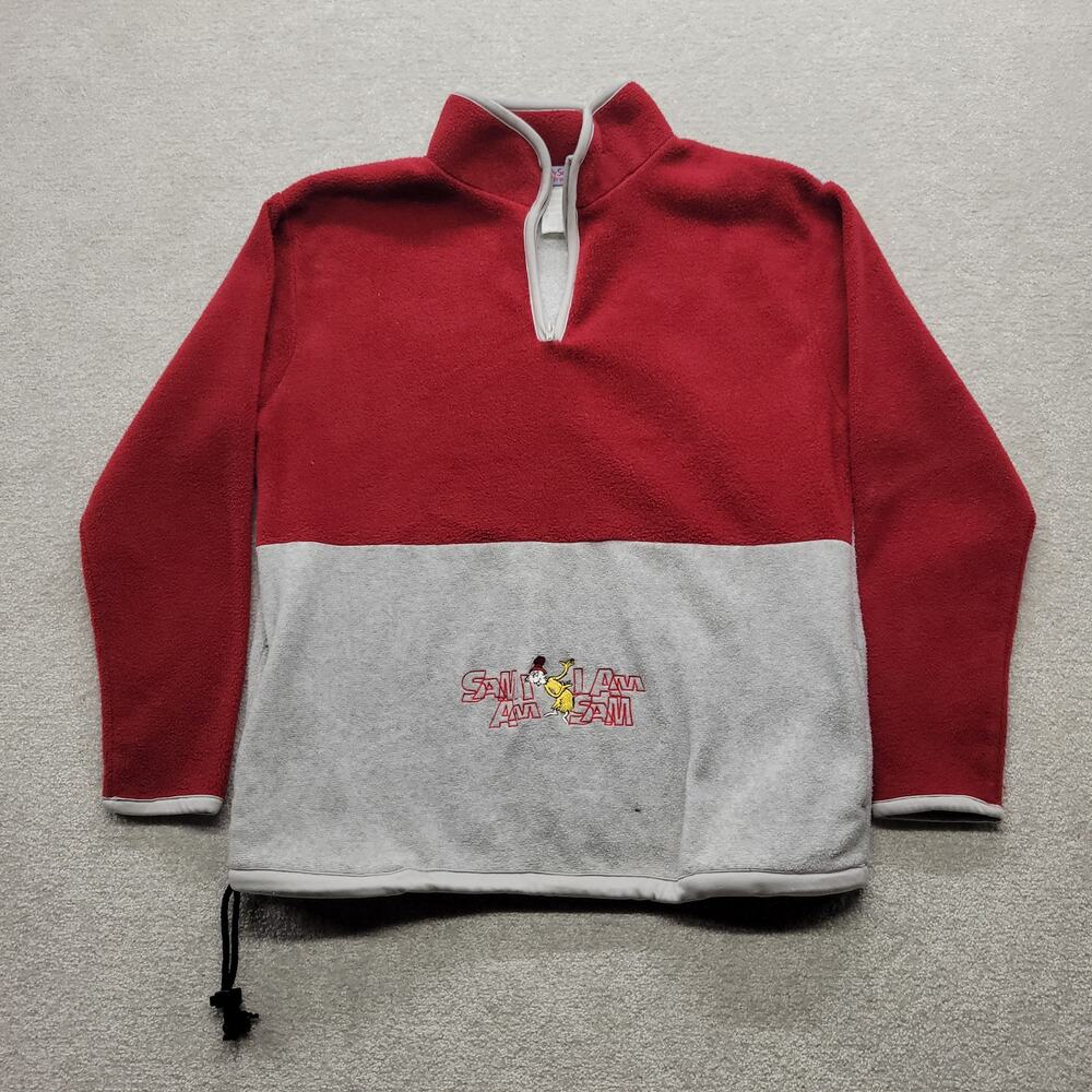 Vintage Dr. Seuss Sam I Am Fleece Pullover Women's Small 1/4 Zip Color Block Red